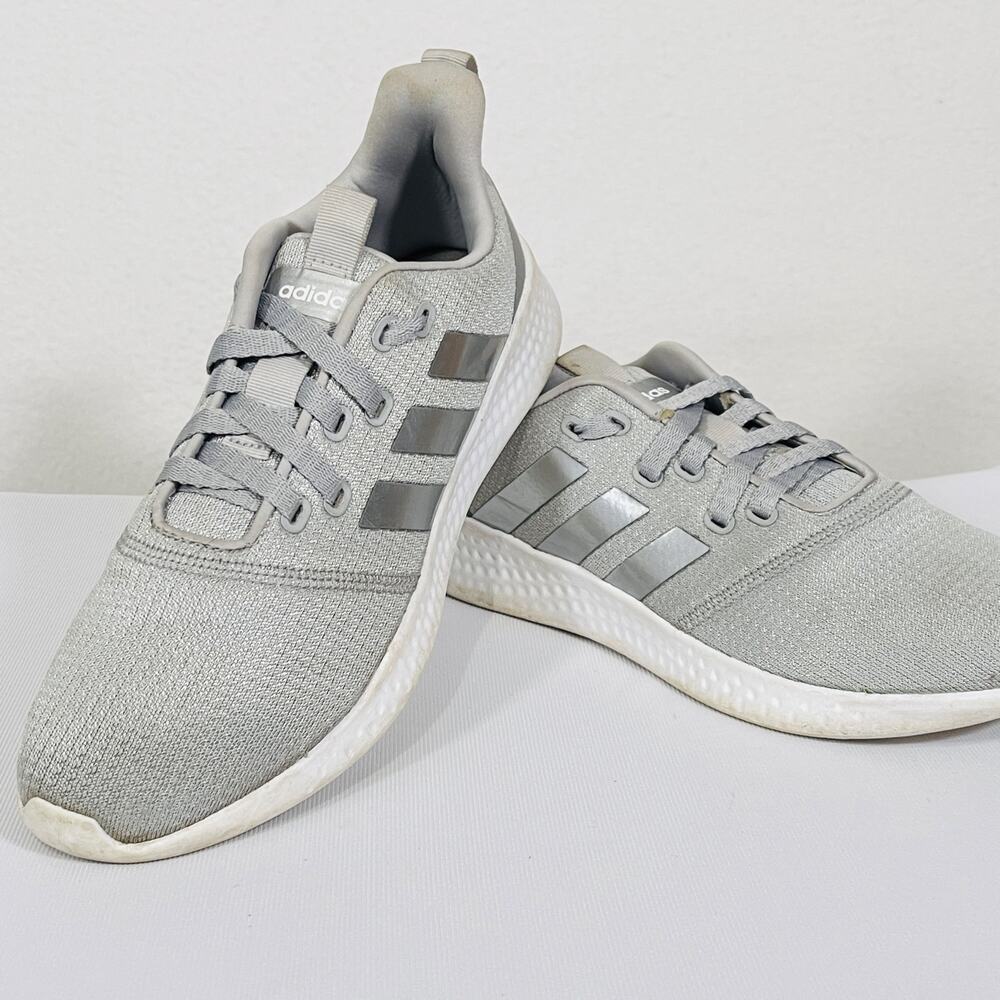 Adidas Shoes Womens 8.5 Puremotion Silver Metallic White Running Sneakers FW8667
